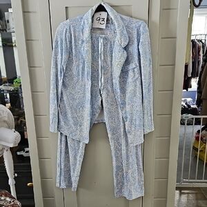 #93 Croft & Barrow Blue Paisley Pajama Set Sz Small Fits Generous